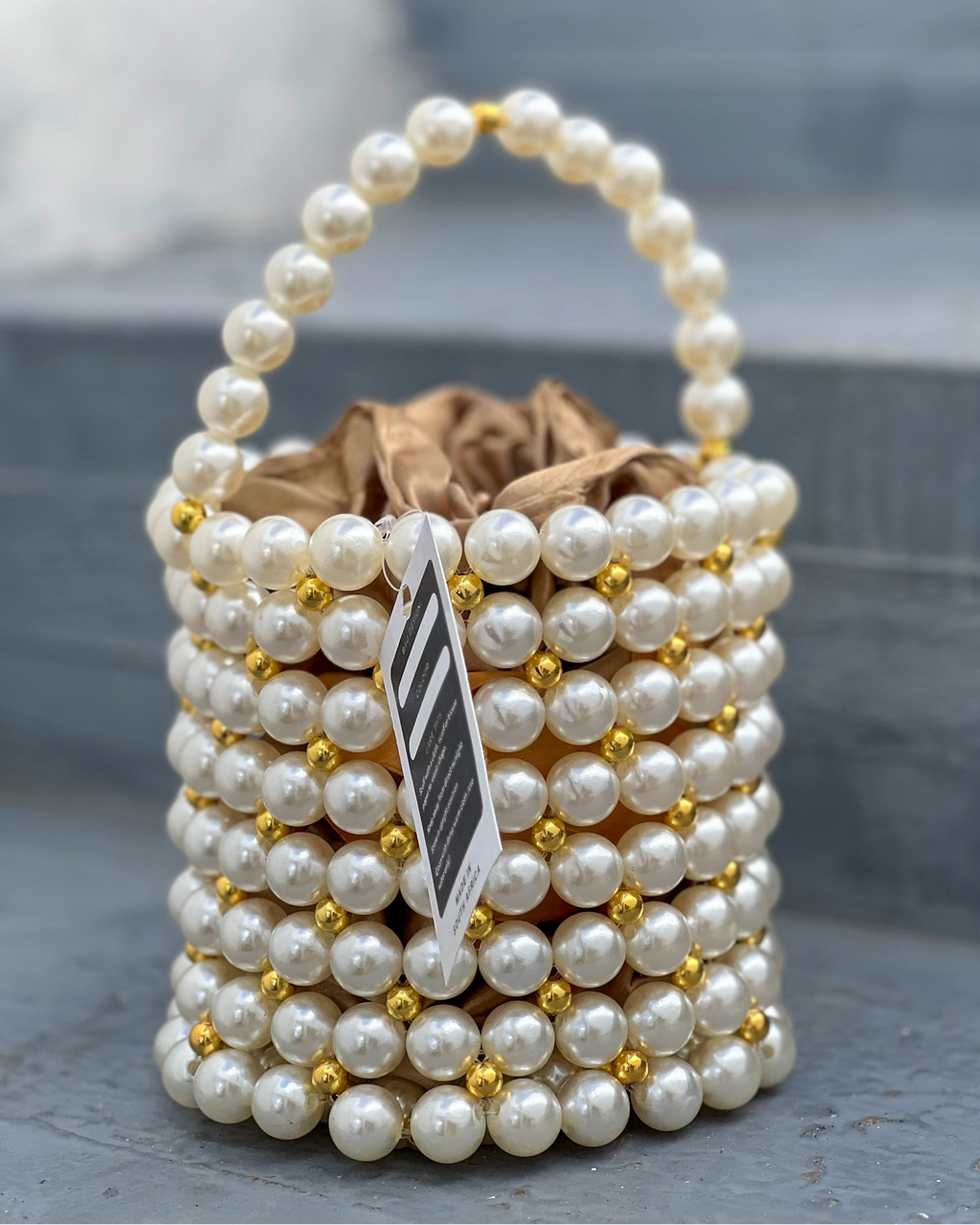 Maya Faux Pearl Bucket Bag